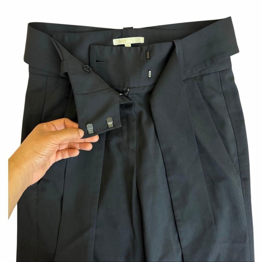 Maje High‎ Waisted Belted Tie Waist Pants Size 34 XS Black Luxury Virgin Wool - Picture 9 of 16